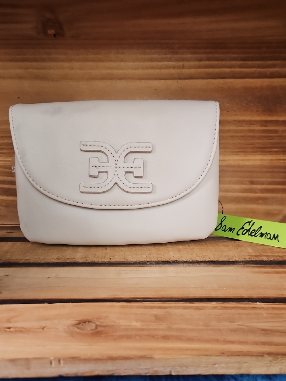 2/$75 Sam Edelman White Leather Wristlet Clutch